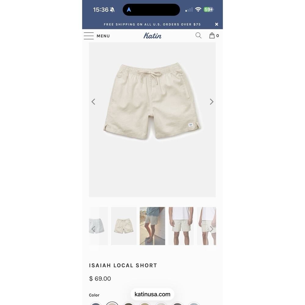 Katin Men's Isaiah Local Short linen and cotton shorts size small NWOT
